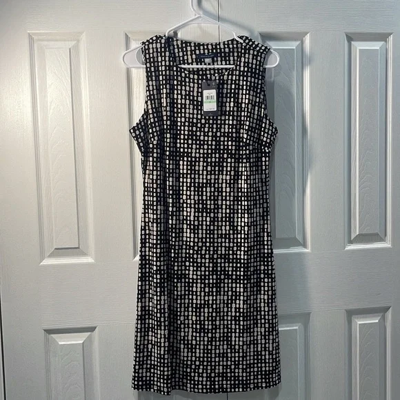Tommy Hilfiger Black and White Sheath Midi Dress - Picture 1 of 5